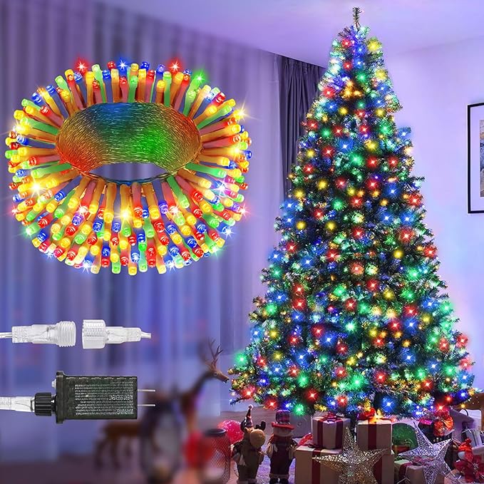 125FT 380LED Christmas Lights, Extra Long Outdoor String Lights Waterproof, Timer & Memory, 8 Modes Dimmable Plug in Fairy for Classroom Decor Outside Tree Wedding Patry Multicolor