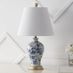 JONATHAN Y JYL3009B Grace 24" Floral Classic LED Table Lamp Cottage Traditional Bedside Desk Nightstand Lamp for Bedroom Living Room Office College Bookcase LED Bulb Included, Blue/White