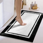 GRANNY SAYS Microfiber Bathroom Rugs Non Slip Washable, Water Absorbent Bathroom Mats for Tub Non Slip, Soft Bath Mats for Floor & Shower, Long Bath Rug, 24" x 48", Black Rug