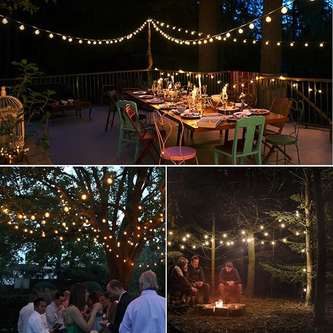 40FT LED Outdoor String Lights Waterproof, G40 LED Globe Outdoor Lights for Patio with 27 Edison Vintage Shatterproof Bulbs, Connectable Backyard Lights for Garden, Bistro, Porch, Cafe