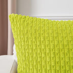 Kevin Textile Decorative Pillow Covers Set of 2 Striped Plush Corduroy Pillows Pillowcases Boho Home Decor Cushion Covers for Couch Sofa Bed Living Room 16x16 Inch, Christmas Green