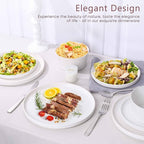 Herogo 24 Pieces Dinnerware Dishes Set for 8, Handmade Stoneware Dining Plates and Bowls Sets, Double Reactive Glaze, Microwave & Dishwasher Safe, Scratch Resistant, Pearl White
