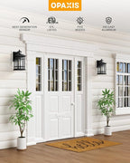 Motion Sensor Outdoor Light Adjustable Sensing Range, 2 Pack Black Dusk to Dawn Exterior Lighting Fixtures with Seed Glass, Aluminum Anti-Rust Outside Lights for House Garage Doorway Garden
