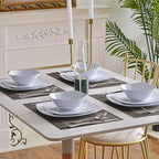 Melamine Dinnerware Sets, Square Dinnerware Sets, White Color Plates and Bowls Sets for 4, Unbreakable Dishwasher Safe BPA Free