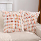 LUOYEHK Boho Throw Pillow Covers 20x20 Inch Set of 2 Chenille Tufted Pillowcase Farmhouse Neutral Cushion Covers for Couch Sofa Bed Living Room, Orange Red