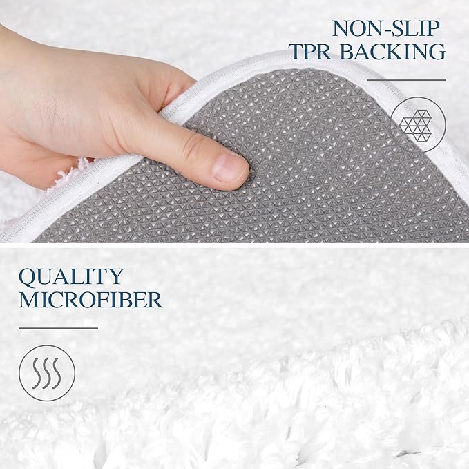 Walensee Large Bathroom Rug (24 x 48, White) Extra Soft and Absorbent Shaggy Bath Mat Machine Washable Microfiber Non Slip Luxury Floor Mat
