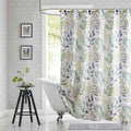 Fabric Shower Curtain, Sage Green Gray Yellow Watercolor Botanical Leaf Shower Curtains for Bathroom, 72" W x 72" H