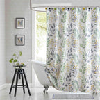 54x78 Inch Stall Shower Curtain, Sage Green Gray Yellow Watercolor Botanical Leaf Print Fabric Shower Curtains for Bathroom, 54" W x 78" H