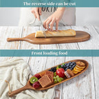 Wooden Serving Tray with Handle 2pcs Serving Plates for Meal Christmas Dinner Plates Wood Cheese Charcuterie Board for Food Meat Acacia Wood Platers for Bread Appetizer Snack(20.5" and 16.5")