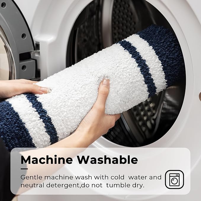 GRANNY SAYS Microfiber Bathroom Rugs Non Slip Washable, Water Absorbent Bath Mats for Tub, Soft Bath Mats for Bathroom Floor & Shower, Bath Rug, 24" x 36", Navy Blue Bath Rugs