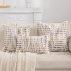 LUOYEHK Boho Throw Pillow Covers 12x20 Inch Set of 2 Chenille Tufted Pillow Case Farmhouse Neutral Lumbar Cushion Covers for Couch Sofa Bed Living Room, Orange White