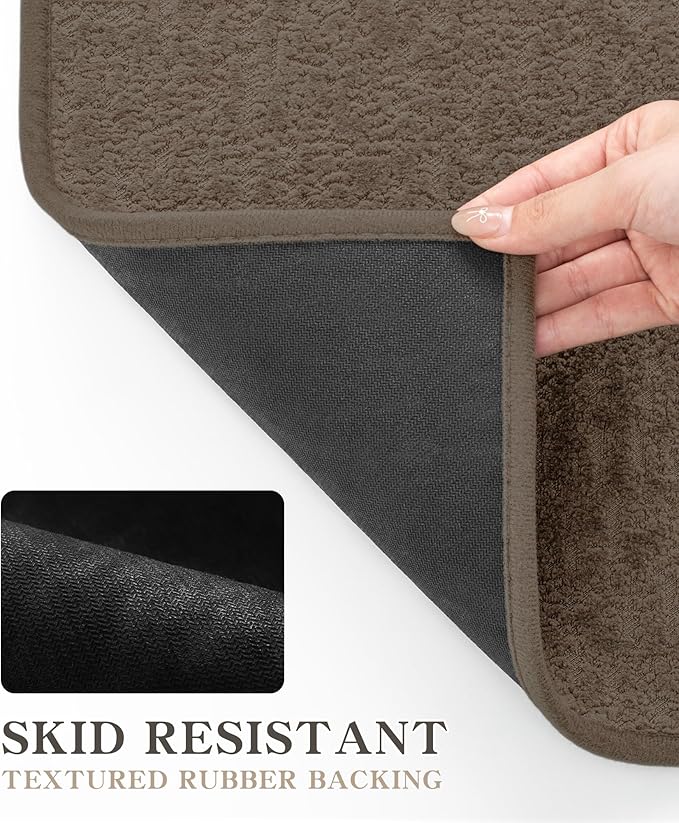 chakme Bathroom Rugs Mat 36x24, Ultra Thin Non Slip Bath Mat Quick Dry Absorbent Bath Mat for Bathroom Floor, (Coffee, 36"x24")