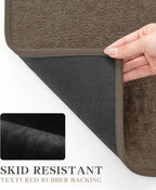 chakme Bathroom Rugs Mat 32x17, Ultra Thin Non Slip Bath Mat Quick Dry Absorbent Bath Mat for Bathroom Floor, (Coffee, 32"x17")