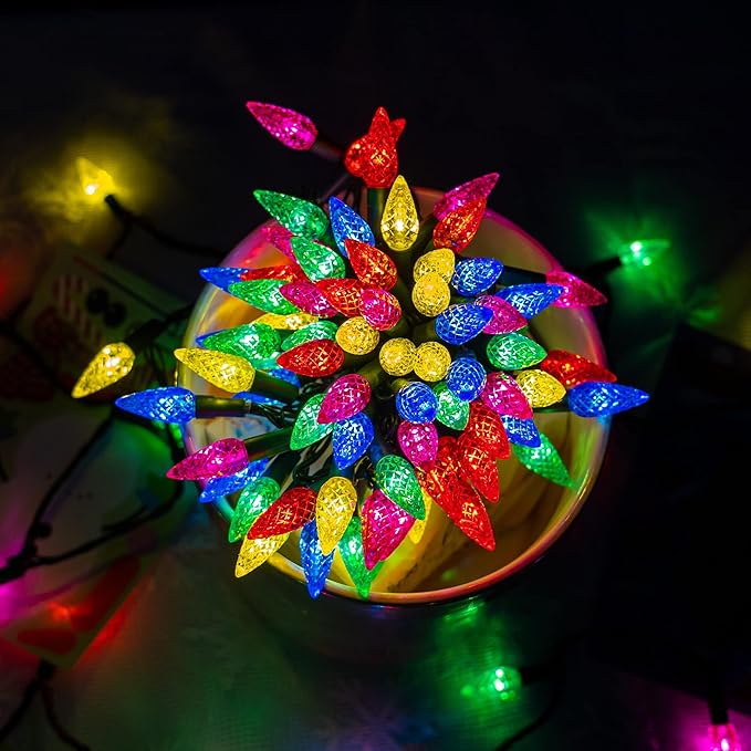 Dazzle Bright C6 Christmas String Lights, 200 LED 66 FT Waterproof Connectable String Lights with Timer, 8 Modes Christmas Lights for Indoor Outdoor Garden Yard Xmas Tree Decoration (Multi-Colored)