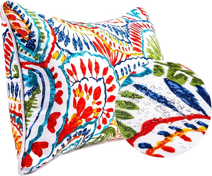 JMGBird Outdoor Pillows Waterproof Set of 2 Outdoor Lumbar Pillows with Insert Included 12×20 Inch Outdoor Pillow for Patio Furniture