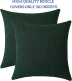 Jeneoo Hunter Green Decorative Square Thick Throw Pillow Covers Fine Textured Boucle Couch Cushion Cases for Livingroom Sofa Decor, Set of 2, 18 x 18 Inch
