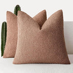 Foindtower Set of 2, Decorative Textured Boucle Throw Pillow Covers Accent Solid Pillow Cases Neutral Couch Cushion Case for Chair Sofa Bedroom Living Room Home Decor 16x16 Inch Dusty Orange Hazel