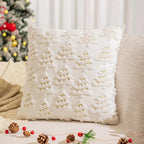 AQOTHES Christmas Tree Decorative White Throw Pillow Covers 18x18 Set of 2, Faux Fur Farmhouse Throw Pillows Cushion Cases for Xmas Winter Holiday Home Decor