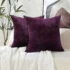 Jeneoo Plum Purple Decorative Throw Pillow Covers Soft Chenille Comfy Lumbar Couch Cushion Cases for Living Room Sofa Decor (Set of 2, 12 x 20 Inches)