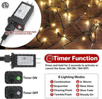 132FT 400 LED Christmas Lights, Twinkle Xmas Lights with 8 Modes and Timer, Outdoor Waterproof Christmas Tree Lights for Room Bedroom Wedding Party Holiday Decorations, Warm White
