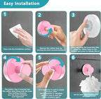 Suction Cup Hooks for Shower,Removable No Drill Towel Hooks,Upgraded 15 lbs Strong Suction hooks for Bathroom Tile,Shower Wall,Glass Door,Kitchen-Loofah,Coat,Stainless Waterproof-Pink 4 Pcs
