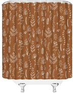 Burnt Orange Botanical Shower Curtain Vintage Herbs Floral Farmhouse Cute Boho Leaves Plant Retro Flowers Bathroom Curtain Set with Hooks(74.8" Wx70 H)