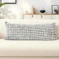 Boho Chenille Tufted Pillow Cover 14x36 Inch Set of 1, Farmhouse Striped Decorative Pillow Covers Accent Fluffy Neutral Long Body Bolster Pillow for Couch Sofa Bedroom Living Room, Brown Gray