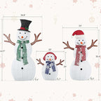 Large Christmas Snowman Family Decorations, 43Inch 3D Pre-Lit Snowman with 200 LED Lights & Zip Ties, Outdoor Indoor Holiday Decor for Yard,Porch,Home-Sparkling White