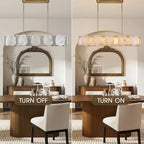 Rectangle Alabaster Chandelier, L43in Modern Spanish Marble Dining Room Chandelier Over Table, Adjustable Long Chandeliers for Living Room, Alabaster Chandeliers for Kitchen Island, Foyer, Entryway