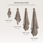 BIOWEAVES 100% Organic Cotton 700 GSM Plush Washcloths 13" x 13" GOTS Certified - Taupe, Pack of 12