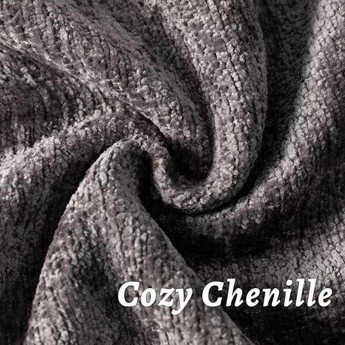 Grey Decorative Throw Pillow Covers 20x20 Inch Set of 2 Cozy Soild Chenille Cushion Cases Soft Textured Square Couch Pillows Cover Boho Accent Farmhouse Pillowcases for Sofa Bed