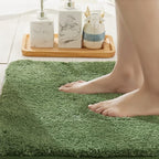 COSY HOMEER Extra Thick Bath Rugs for Bathroom - Anti-Slip Bath Mats Soft Plush Yarn Shaggy 100% Strong Mirco Polyeste Mat Living Room Bedroom Mat Floor Water Absorbent(Green,16x24 - Inches)