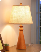 EDISHINE 21.85" Tall Table Lamp, Rustic Bedside Lamp, Water Transfer Rose Wood Grain Metal Base, Beige Linen Shade, Modern Nightstand Lamp for Living Room, Bedroom, Office, E26 Base