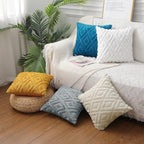 Pallene Black Throw Pillow Covers 20x20 Set of 2, Soft Plush Faux Fur Decorative Couch Pillow Covers for Sofa Bed Living Room Pillow Cases with 3D Diamond Pattern