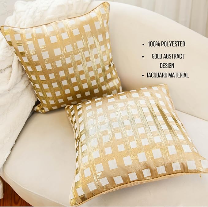 NKB Supplies Throw Pillows with Inserts Included,18"x18" Pillows, Set of 2, Geometric Pillow Covers, Decorative Pillows for Bed, Couch, Sofa