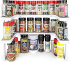 Spicy Shelf Premium – Expandable 2-Tier Spice Rack Organizer for Cabinets & Pantry – Adjustable Stackable Kitchen Seasoning Organizer – Strong Non-Slip Cabinet Organizer for Spices, Bottles & More