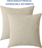 Jeneoo Light Grey Decorative Square Thick Throw Pillow Covers Fine Textured Boucle Oatmeal Couch Cushion Cases for Livingroom Sofa Home Decor, Set of 2, 18 x 18 Inch
