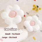 Flower Pillow, Cute Daisy Decorative Pillow for Bed, Soft Home Decor Floor Seating Cushion (White, 14.9 Inches)