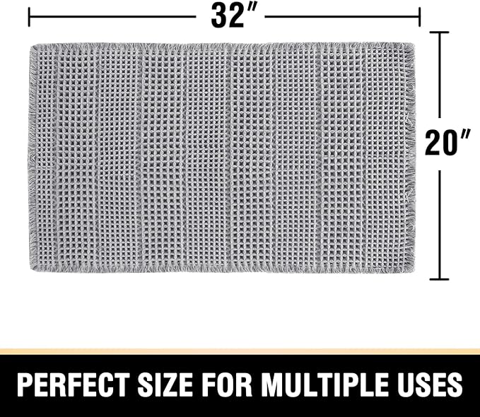 H.VERSAILTEX Upgraded Waffle Bath Mat Super Absorbent Non Slip Bath Rugs for Beside Tub, 20" x 32", Dove