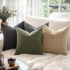 MIULEE Pack of 2 Pillow Covers Soft Soild Decorative Square Throw Pillow Covers Set Cushion Cases Pillowcases for Sofa Bedroom Car 24 x 24 Inch 60 x 60 Cm Olive Green