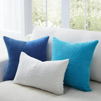 Topfinel Light Blue Decorative Throw Pillow Covers,20x20 Pillow Covers Set of 4 with Striped Corduroy,Boho Soft Accent Cushion Covers for Couch,Bed,Living Room Home Decor