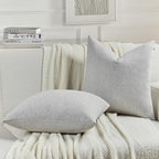 FUTEI Light Grey Chenille Decorative Throw Pillow Covers 24x24 Inch Set of 2,Soft Cozy Faux Linen Textured European Pillow Shams,Farmhouse Home Decor for Couch Living Room