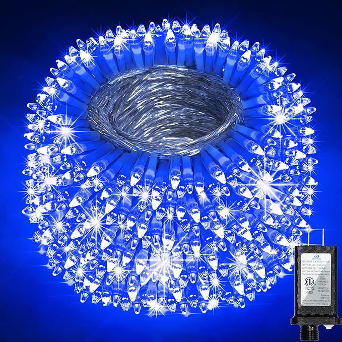 492FT Outdoor Christmas Lights, 1300 LED Super Long String Lights 8 Lighting Modes & Timer Memory, Outsite Waterproof LED Light Strings for House Trees Garden Wedding Party Holiday Decorations Blue