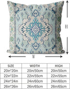 Snycler Boho Throw Pillow Covers 22x22 inch Set of 2 Teal Blue Boho Rug Carpet Double Sided Pattern Cotton Soft Pillow Case Cushion Cover Pillowcase for Couch Sofa Bed Decorative
