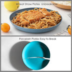 8 PCS Wheat Straw Plates, Kaloo 7.7 Inch Melamine Reusable Plastic Unbreakable Dinner Plates for kitchen, Dishwasher & Microwave Safe (4 colors)