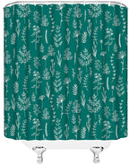 Teal Floral Shower Curtain Rustic Flower Farmhouse Plant Cute Leaves Retro Botanical Vintage Bathroom Curtain Set with Hooks(108" Wx70 H)