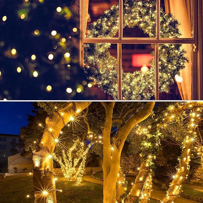 Solar Christmas Lights Outdoor, 137FT 400 LED Solar String Lights with Remote,19 Modes Waterproof Warm White Solar Fairy Lights Outdoor for Halloween Garden Home Festival Christmas Decorations