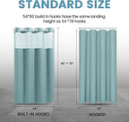 Teal Stall No Hook Shower Curtain with Snap in Liner,230GSM Waffle Weave Shower Curtains for Bathroom,54W x 80H