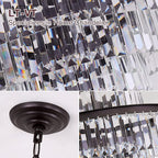24" Oil Brown Crystal Chandelier, Modern 5-Tier Ceiling Light with Clear Crystal Prisms, Luxury Pendant Lighting for Dining Room Entryway