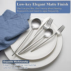 40 Piece Silverware Set Service for 8, EIUBUIE Premium Stainless Steel Cutlery Set, Matte Finish Unique Flatware Sets, Modern Kitchen Tableware Eating Utensil Sets Include Spoons Forks Knives